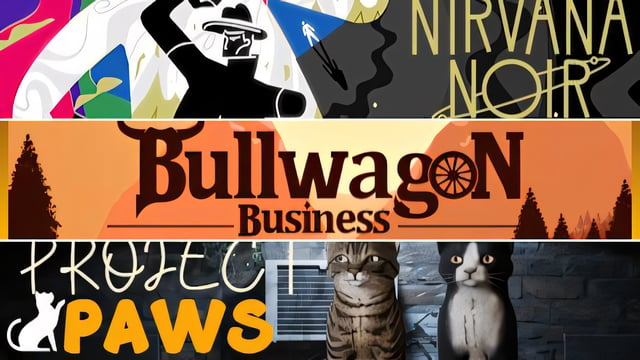 時空と宇宙を旅するSFノワール・アドベンチャーの新作『Nirvana Noir』や『Bullwagon Business』『Project Paws』